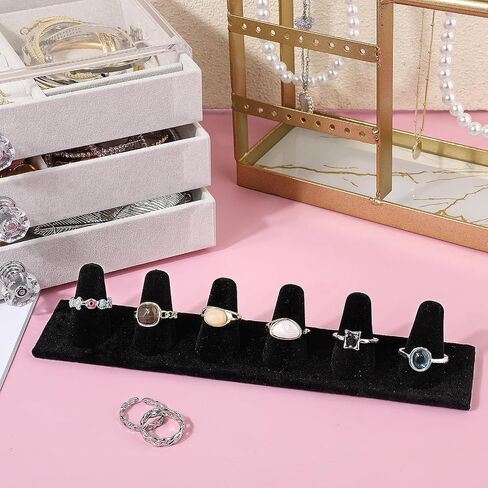 6 Ring Finger Display Stand Black Velvet Ring Display Organizer Stand Ring Counter Display Showcase Display Jewelry Organizer Stand for Display Organizing Jewelry Storage Drawer Ring Organizer in Saudi Arabia