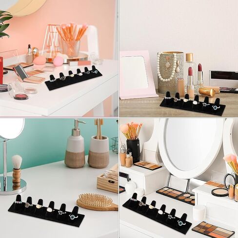 6 Ring Finger Display Stand Black Velvet Ring Display Organizer Stand Ring Counter Display Showcase Display Jewelry Organizer Stand for Display Organizing Jewelry Storage Drawer Ring Organizer in Saudi Arabia