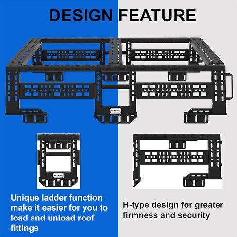 رف السرير البري لشاحنات الالتقاط كاملة الحجم، حاملة بضائع الشاحنة القابلة للتعديل المتوافقة مع تيتان وXD، تندرا، سلسلة فورد F، رام 1500/2500/3500، سيلفرادو، سييرا، أسود مزخرف in Kuwait