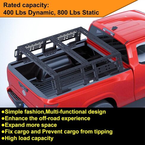 رف السرير البري لشاحنات الالتقاط كاملة الحجم، حاملة بضائع الشاحنة القابلة للتعديل المتوافقة مع تيتان وXD، تندرا، سلسلة فورد F، رام 1500/2500/3500، سيلفرادو، سييرا، أسود مزخرف in Kuwait