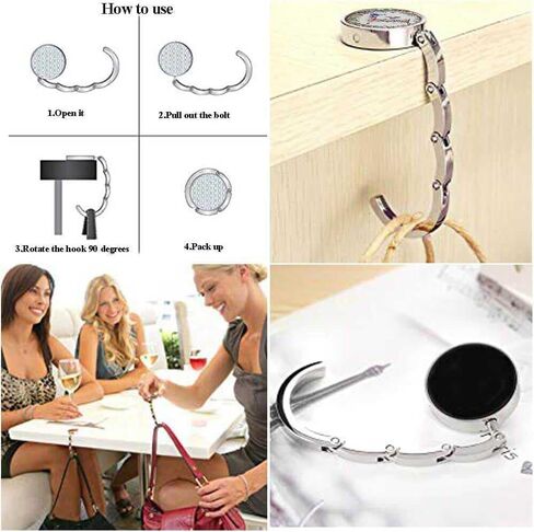 KSMD Compact Round Purse Hooks for Table and Bars,Portable Purse Hanger Organizers Hooks Handbag Holder Pocketbook Holder Bag Storage for Desk Bag,Set of 2 (Letter A) in Kuwait