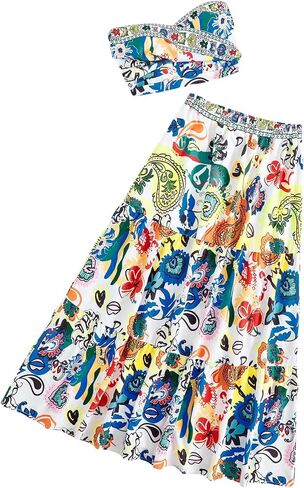 SOLY HUX Women's Summer 2 Piece Beach Outfits Floral Print Tube Top and Ruffle Hem Maxi Skirt Set in Saudi Arabia