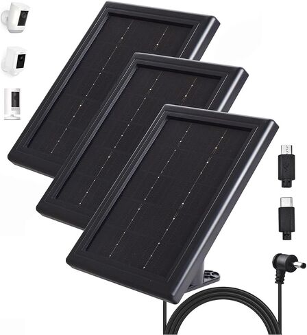 Ring Camera Solar Panel Charger, 5V 3.5W Solar Charger Compatible with Ring Spotlight Cam/Ring Stick Up Cam Battery Outdoor Wireless Ring Surveillance Camera, 16.4ft Cable (White, 2 Pack) in Kuwait