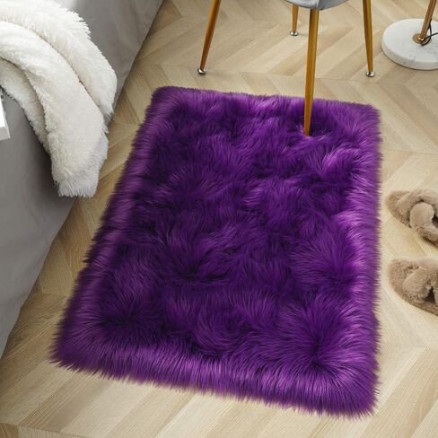 LOCHAS Soft Fluffy Faux Fur Rugs for Bedroom Bedside Rug 2x3 Feet, Washable, Furry Sheepskin Area Rug for Living Room Girls Room, Luxury Shag Carpet Home Decor, Pink in Kuwait