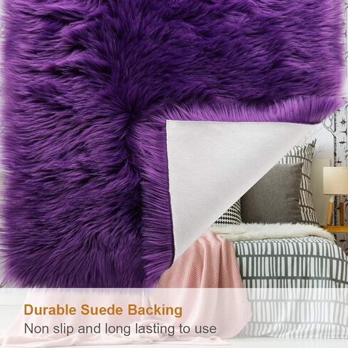 LOCHAS Soft Fluffy Faux Fur Rugs for Bedroom Bedside Rug 2x3 Feet, Washable, Furry Sheepskin Area Rug for Living Room Girls Room, Luxury Shag Carpet Home Decor, Pink in Kuwait