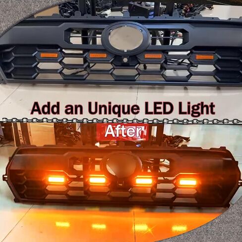 مصابيح LED 4 قطع للشبكة الأمامية متوافقة مع 2024 Toyota Tacoma TRD على الطرق الوعرة لطاقم الكابينة بيك اب ترقية مصباح الشواية ملحقات ضوء النهار الجري العنبر (عدسة برتقالية) in Saudi Arabia