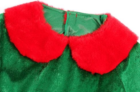 Girls Christmas Elf Costume Santa's Helper Outfit for Girls Elf Velvet Dress in Kuwait