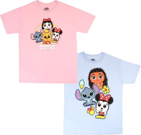 Disney Doorables Mickey Mouse Minnie Mouse Lilo and Stitch Girls Graphic Tees Short Sleeve T Shirts 2 Pack Girls Clothing in Kuwait