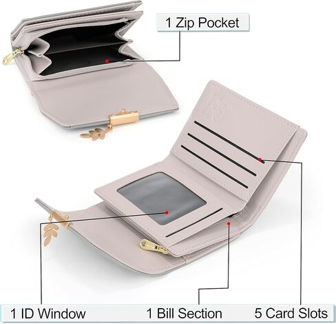 UTO RFID Wallet for Women PU Leather Leaf Pendant Card Holder Phone Checkbook Organizer Zipper Coin Purse in Kuwait