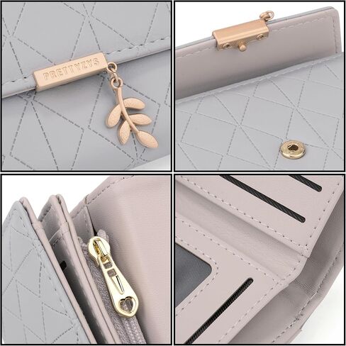 UTO RFID Wallet for Women PU Leather Leaf Pendant Card Holder Phone Checkbook Organizer Zipper Coin Purse in Kuwait