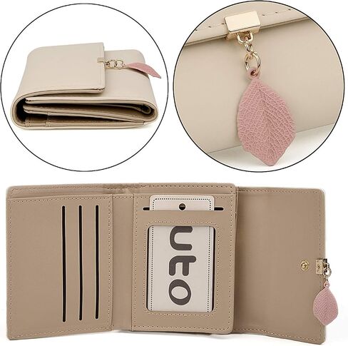 UTO RFID Wallet for Women PU Leather Leaf Pendant Card Holder Phone Checkbook Organizer Zipper Coin Purse in Kuwait