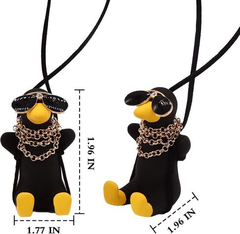 زينة معلقة على شكل بطة متأرجحة، قلادة سيارة سوداء على شكل بطة معلقة على شكل بطة لمرآة السيارة ملحقات تزيين داخلية ساحرة in Kuwait