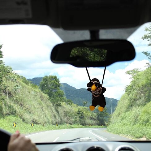 زينة معلقة على شكل بطة متأرجحة، قلادة سيارة سوداء على شكل بطة معلقة على شكل بطة لمرآة السيارة ملحقات تزيين داخلية ساحرة in Kuwait