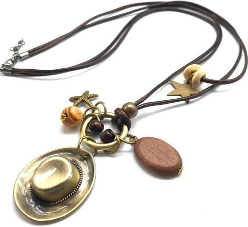 Vintage Cowboy Hat Rear View Mirror Accessories, Premium Alloy Necklace Clothing Accessories Car Hanging Ornament Car Mirror Hanging Accessories, Cool Car Accessories Car Decor (Copper hat) in Saudi Arabia