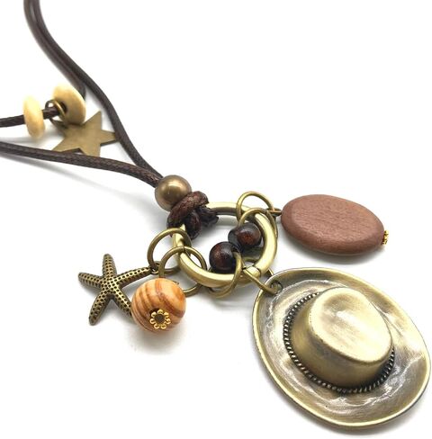 Vintage Cowboy Hat Rear View Mirror Accessories, Premium Alloy Necklace Clothing Accessories Car Hanging Ornament Car Mirror Hanging Accessories, Cool Car Accessories Car Decor (Copper hat) in Saudi Arabia