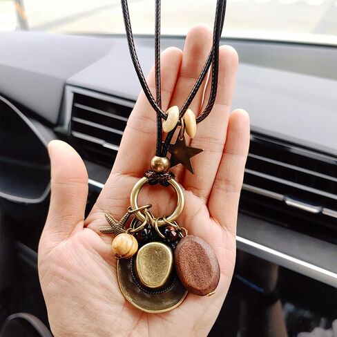 Vintage Cowboy Hat Rear View Mirror Accessories, Premium Alloy Necklace Clothing Accessories Car Hanging Ornament Car Mirror Hanging Accessories, Cool Car Accessories Car Decor (Copper hat) in Saudi Arabia
