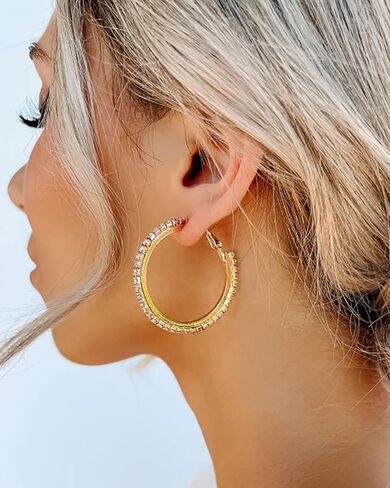 PABBEU 2mm 925 Sterling Silver Earrings Big Sterling Silver Hoop Earrings for Women Large Rhinestone Hoop Earrings Thin Hypoallergenic Cubic Zirconia Earrings for Women 30/40/50/60/70mm in Kuwait