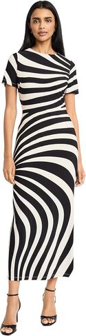 Donna Morgan Women's Round Neck Cap Sleeve Midi Length-Fitted Side Slit-Special Occasion Wedding Guest Dress in Kuwait