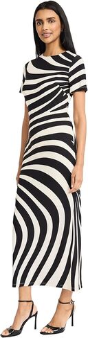 Donna Morgan Women's Round Neck Cap Sleeve Midi Length-Fitted Side Slit-Special Occasion Wedding Guest Dress in Kuwait