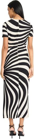 Donna Morgan Women's Round Neck Cap Sleeve Midi Length-Fitted Side Slit-Special Occasion Wedding Guest Dress in Kuwait