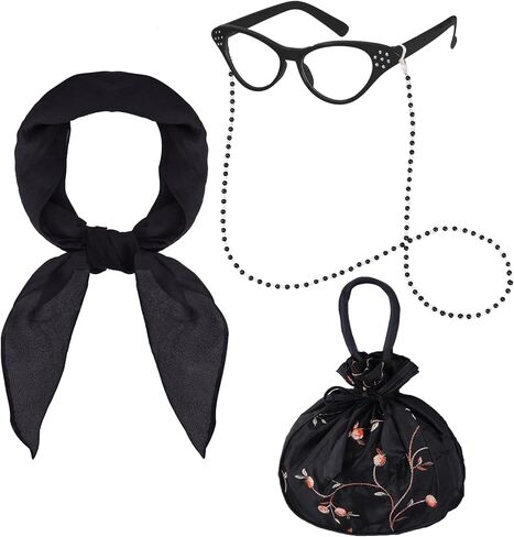 Old Lady Costume Accessories 100th Day of School Dress Up Accessories Set Old Lady Granny Costume Cosplay Halloween in Kuwait