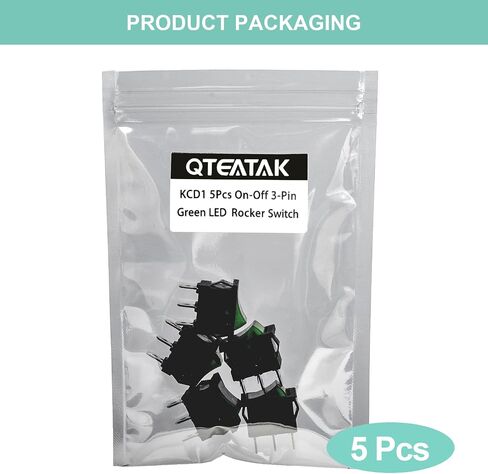 QTEATAK KCD1 SPST On/Off 3-Pin 2-Position Snap DC 12V-24V 20A Red LED Boat Rocker Toggle Switch - 5 عبوات (فقط لـ DC12-24V) in Kuwait