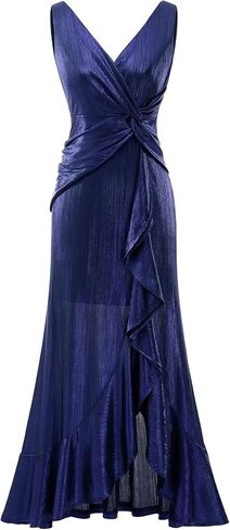 BeryLove Formal Dress Wedding Guest Sparkly Christmas Evening Prom Elegant Split Midi Cocktail Glitter Dress in Kuwait