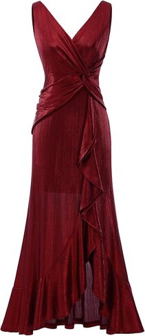 BeryLove Formal Dress Wedding Guest Sparkly Christmas Evening Prom Elegant Split Midi Cocktail Glitter Dress in Kuwait