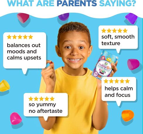 NUTRAMIN Kids Mood Boost Vegam Vitamin Gummy: مكملات سيترات المغنيسيوم المهدئة للأطفال مع مركب أشواغاندا وفيتامين ب للاسترخاء والتركيز - خالية من السكر، آمنة للحساسية، غير معدلة وراثيًا، 90 قيراط in Saudi Arabia