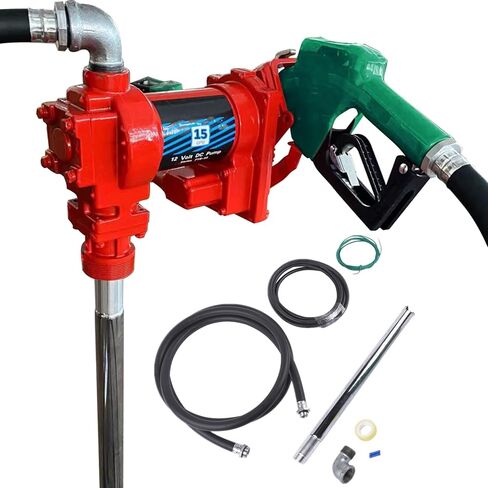Fuel Transfer Pump 12V 15GPM with Discharge Hose & Automatic Green Nozzle for Gasoline, Diesel, Kerosene, Ethanol & Methanol Blends & Biodiesel Weonefit in Saudi Arabia
