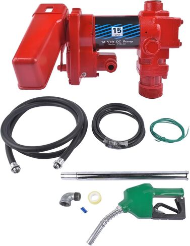 Fuel Transfer Pump 12V 15GPM with Discharge Hose & Automatic Green Nozzle for Gasoline, Diesel, Kerosene, Ethanol & Methanol Blends & Biodiesel Weonefit in Saudi Arabia