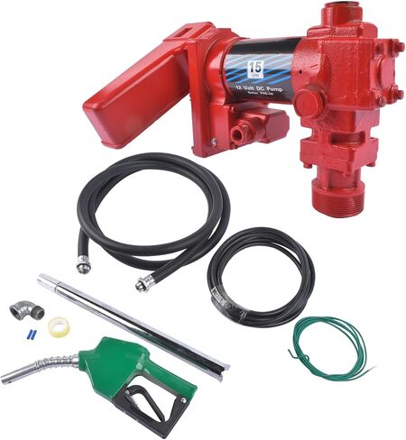 Fuel Transfer Pump 12V 15GPM with Discharge Hose & Automatic Green Nozzle for Gasoline, Diesel, Kerosene, Ethanol & Methanol Blends & Biodiesel Weonefit in Saudi Arabia
