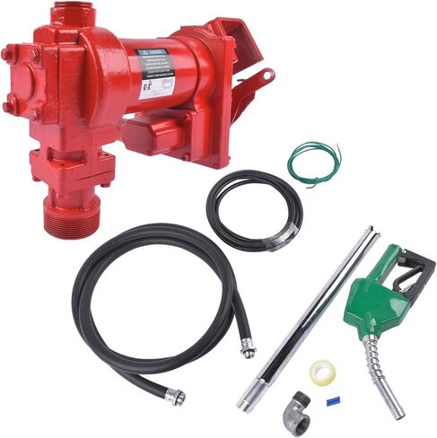Fuel Transfer Pump 12V 15GPM with Discharge Hose & Automatic Green Nozzle for Gasoline, Diesel, Kerosene, Ethanol & Methanol Blends & Biodiesel Weonefit in Saudi Arabia