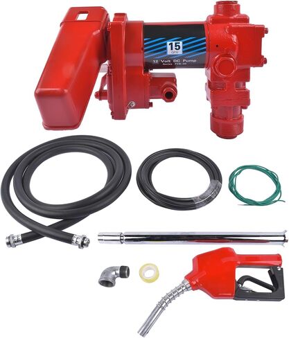 Fuel Transfer Pump 12V 15GPM with Discharge Hose & Automatic Green Nozzle for Gasoline, Diesel, Kerosene, Ethanol & Methanol Blends & Biodiesel Weonefit in Saudi Arabia