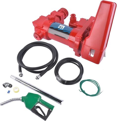 Fuel Transfer Pump 12V 15GPM with Discharge Hose & Automatic Green Nozzle for Gasoline, Diesel, Kerosene, Ethanol & Methanol Blends & Biodiesel Weonefit in Saudi Arabia