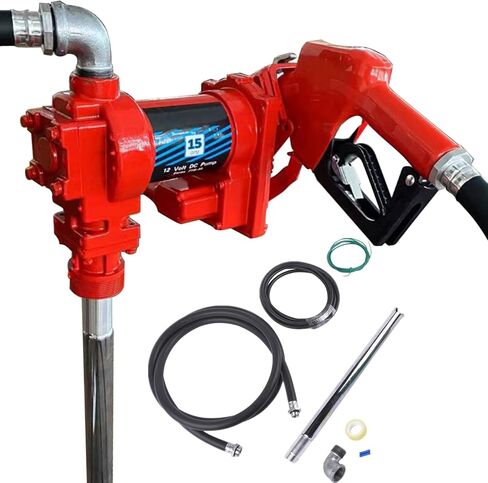 Fuel Transfer Pump 12V 15GPM with Discharge Hose & Automatic Green Nozzle for Gasoline, Diesel, Kerosene, Ethanol & Methanol Blends & Biodiesel Weonefit in Saudi Arabia