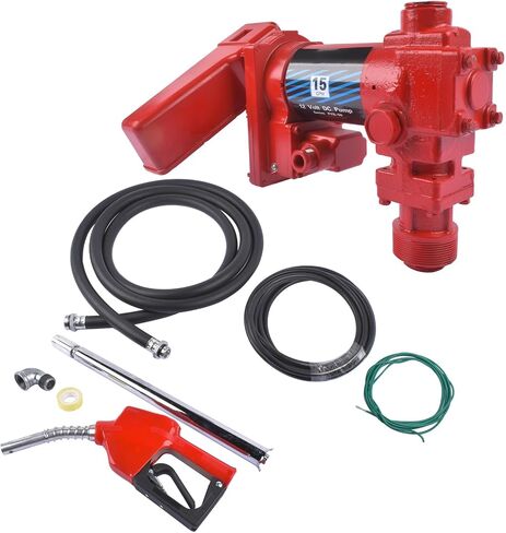 Fuel Transfer Pump 12V 15GPM with Discharge Hose & Automatic Green Nozzle for Gasoline, Diesel, Kerosene, Ethanol & Methanol Blends & Biodiesel Weonefit in Saudi Arabia