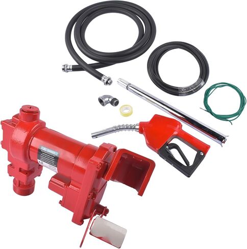 Fuel Transfer Pump 12V 15GPM with Discharge Hose & Automatic Green Nozzle for Gasoline, Diesel, Kerosene, Ethanol & Methanol Blends & Biodiesel Weonefit in Saudi Arabia