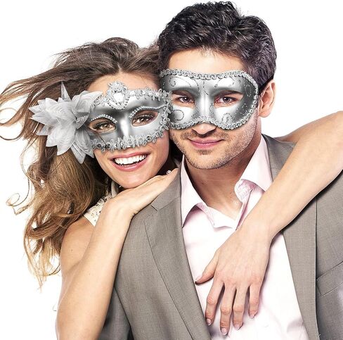 OIDEA Couple Masquerade Masks Set: Masquerade Masks for Couples Carnival Venetian Party Prom Costume Mardi Gras Mask in Kuwait