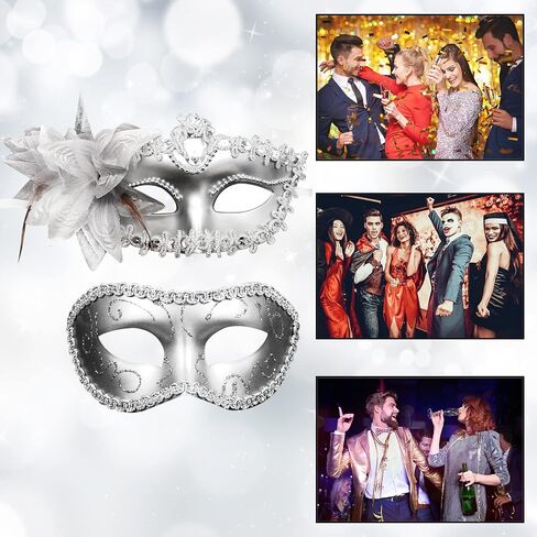 OIDEA Couple Masquerade Masks Set: Masquerade Masks for Couples Carnival Venetian Party Prom Costume Mardi Gras Mask in Kuwait