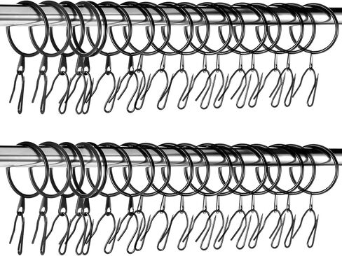 60 Pack Metal Curtain Rings with Hooks, Drapery Hanging Rings 1.5 Inch Interior Diameter Eyelets, Rustproof Vintage Black in Saudi Arabia