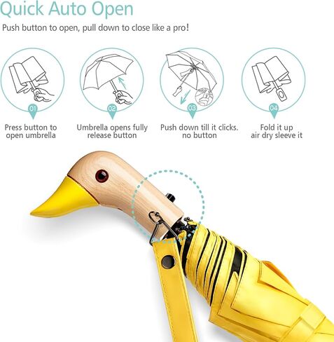 مجموعة مظلة DuckHead - متعة مضاعفة! مقابض صفراء ووردية زاهية، ملتوية لأسلوب أثناء التنقل in Saudi Arabia