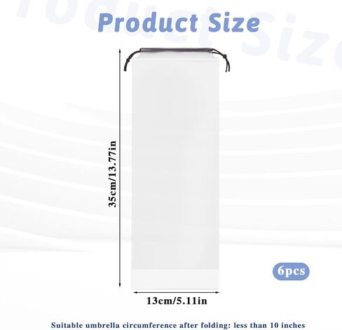 Mozeat Lens 6 قطع من أكياس المظلة، غطاء مظلة شفاف، حافظات مظلة مبللة، حقائب مظلة مبللة، حقيبة تخزين مظلة قابلة للطي، مظلات سفر مقاومة للماء مع رباط in Saudi Arabia