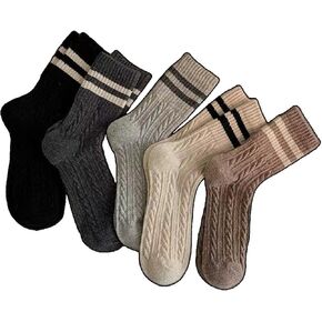 Novelty Socks For Women Striped Retro Crew Socks Sporty Calf Socks Casual Cotton Socks Women (5-pairs b,Acrylic)