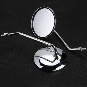 ANGGREK Motorcycle Mirror, 1 Pair 8mm Right and Left Side Motorcycle Rear View Mirror Round Motorcycle Rearview Mirrors Universal for mobility scooter mirrors chrome 8mm mirror