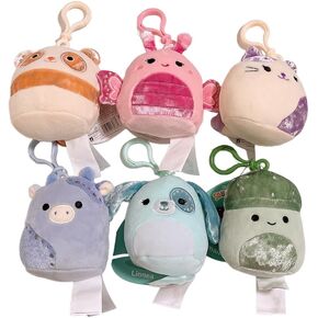 Squishmallows 2024 Velvet Squad 3.5" Mini Clip On Keychain (Set of 6)