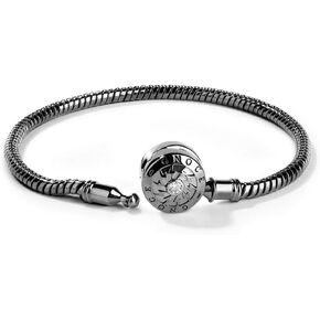 GNOCE Charm Bracelet Sterling Silver Black/Rose Gold/Gold Plated DIY Snake Chain The Moment I Meet You Basic Charm Bracelet Bangle with Clasp