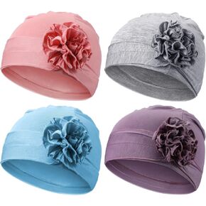 Geyoga 4 Pcs Chemo Hear for Women Cancer Caps Headcovers Headwrap Soft Flower Turban Hats for Women