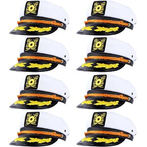 Olgaa 8pcs Captain Hats Men Women Adjustable Sailor Hats for Boat Costume Cosplay Party Family Cruise Accessory (Style 2)
