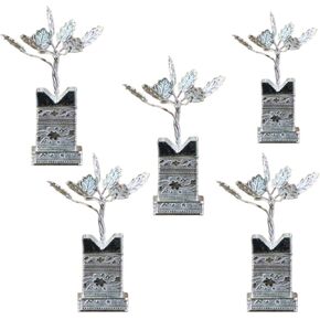 Pack of 5 Decorative Silver Plated Tulsi Plant 4 Inches | Silver Plated Brindavan for Puja Home Temple Decor Wedding Return Gift
